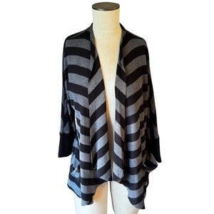 People Like Frank Striped Cascade Knit Cinched Back Open Front Cardigan Sz S